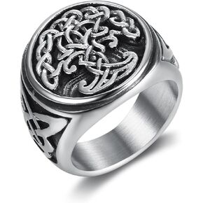 Men's Tree of Life Ring Stainless Steel Tree Band White Titanium Jewelry Size8-12