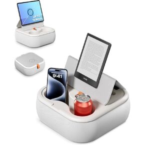 Viozon Tablet Stand Pillow, Compatible with 4-13" Phone/Tablet, iPad, iPhone, Samsung,Kindle,Google, Magnetic Phone Stand for Desk, Kindle Pillow Stand for Bed with Cozy Fabric,and Two Cup Size Bowl.