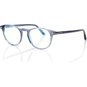 Tom Ford Eyeglasses FT 5803 -B 090 Shiny Tranparent Blue,t Logo/Blue Block L