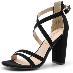 DREAM PAIRS Womens Chunky Heels 4 inch High Multi Strap Soft Comfort Block Heeled Sandals for Prom Dancing Wedding