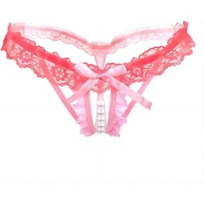 Women’s Sexy Panties,Lace G-String Panties for Women Thongs G Strings with Pearls Ball Lace
