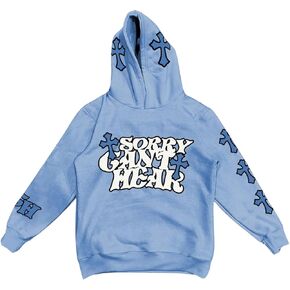 Men's Cross Graphic Hoodies Gothic Long Sleeve Y2K Hooded Pullovers Streetwear