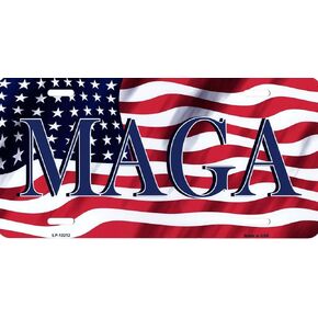 MAGA Flag Novelty Metal License Plate Tag LP-12212