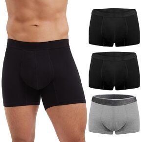 Washable Mens Urine Incontinence Underwear Bladder Leak Proof Boxer Brief 60 ML Absorbent Cotton Boxer Shorts 3 Pack (Black Black Gray M)