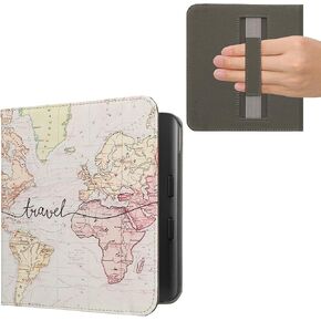 kwmobile Case Compatible with Kobo Libra Colour Case - PU Cover w/Strap - Cats Orange/Black/White