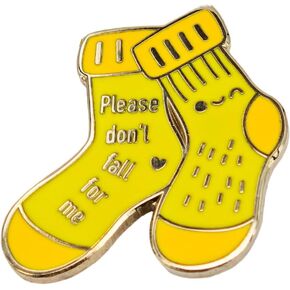 Yellow Socks Enamel Pin Fun Nurse and Medical Student Lapel Pin, Humorous Fashion Accessory, Novelty Brooch for Women, Ideal Gift for Medical Professionals, Please Don't Fall For Me Badge