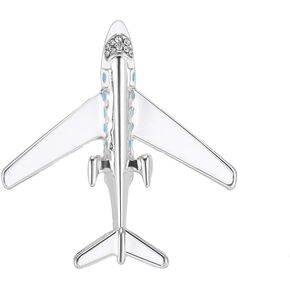 Fashion Airplane Brooch Pin Crystal Cubic Zirconia Plane Aircarft Enamel Lapel Pins Clip Collar Sweater Hat Jacket Backpack Brooches Pins Dainty Jewelry Gifts for Women Girls