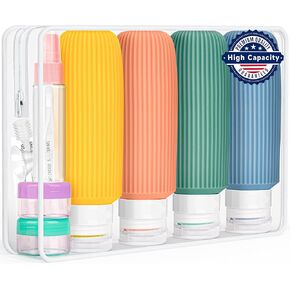 6oz Travel Bottles for Toiletries - Large Travel Size Containers, BPA Free Leak Proof Travel Bottles with Labels, Perfect for Road Trips, Train Trips, Travel for a Long Time
