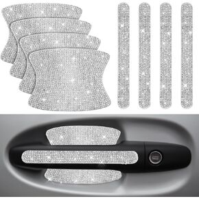 Sibba Car Door Handle Protector 8Pcs Car Decals Rhinestone Car Stickers Door Handle Scratach Protector Diamond Glitter Universal Bling Car Accessories Shiny Exterior Door Handles for Women