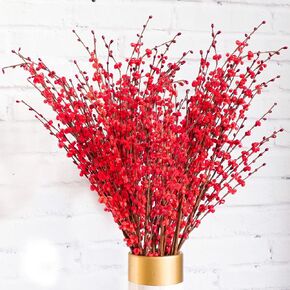 Artificial Long Jasmine 29.5" White 12Pcs Artificial Flowers Fake Plant Christmas DIY Faux Flower of Wedding Yard Decor Chinese New Year Restaurant Hotel Closet Living Room Office Party Decoration.