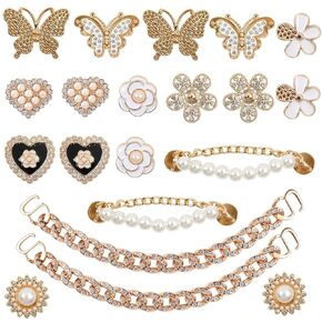 20 Pcs Bling Shoe Charms for Women and Girls, Butterfly Flower Shoe Decoration Charms for Clog Diamond Chain Charms Cute Designer Shoe Jewels DIY Shoe Accessories for Birthday Gifts Party Favor