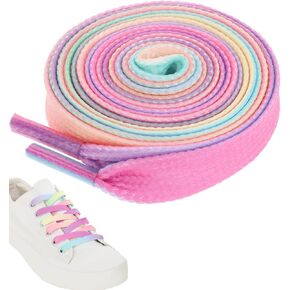 Bewudy 4 Pairs of Colorful Rainbow Shoelaces, Long Rainbow Shoelaces for Sneakers, Flat Shoelaces for Adult Sneakers 120cm Colorful Shoelaces Flat Rainbow Gradient Shoe Laces