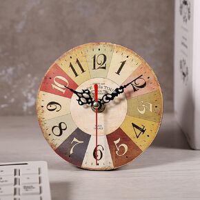 KIMISS 4.7 Inch Wall Clock, 1Pc Artistic, Round Antique Wall Clock Small MDF Home Office Wall Clock Decoration #3 5 European (28)