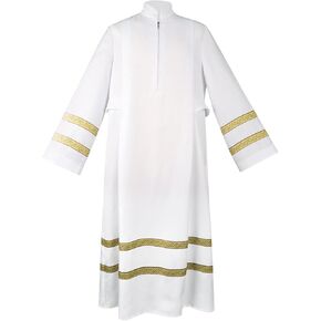 White Priest Cospaly Costume Medieval Church Clergy Robe Priest Gown Halloween Outfit