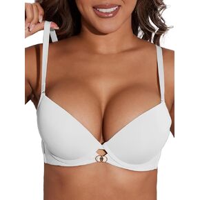 Push Up Bras Demi Padded Uplift Plunge Bra Underwire Supportive T Shirt Bra