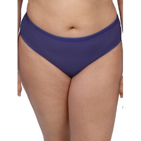 Curvy Couture Women's Sheer Mesh High Cut Brief Panty, Vintage Blue