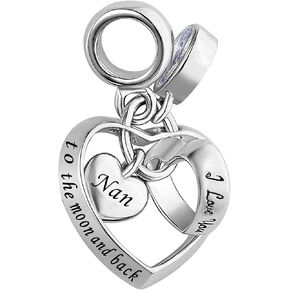 Heart I Love You to Moon and Back Charm for Mom Sister Daughter Grandma Wife Compatible with Pandora Charms Bracelets Dangle Pendant for Family Jewelry