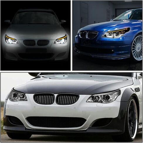 DNA MOTORING HL-3D-AFS-E6008-BK Pair of LED U-Halo Projector Headlights Compatible with BMW 528i 535i 550i M5 08-10 Not Fit Hatchback Model, Black Housing Clear Lens in Saudi Arabia