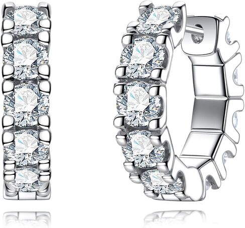 AnuClub Moissanite Hoop Earrings 2.4/6cttw D Color VVS1 925 Sterling Silver 3/4mm Moissanite Huggie Earrings Piercing Earring for Women Wife Her with Certificate in Saudi Arabia