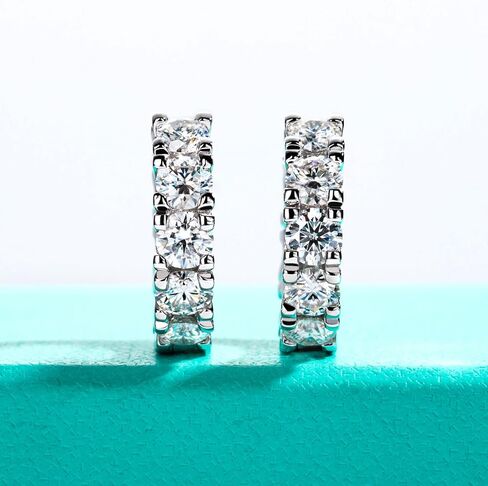 AnuClub Moissanite Hoop Earrings 2.4/6cttw D Color VVS1 925 Sterling Silver 3/4mm Moissanite Huggie Earrings Piercing Earring for Women Wife Her with Certificate in Saudi Arabia