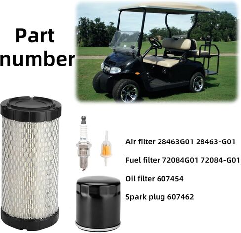 مجموعة ضبط عربة الجولف لمركبات البنزين EZGO TXT RXV 2008 وما فوق، لأجزاء محركات كاواساكي 4 دورات، فلتر الهواء 28463G01 فلتر الزيت 607454 مع قطعتين فلتر الوقود 72084G01 وشمعات الإشعال 607462 in Kuwait
