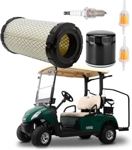 مجموعة ضبط عربة الجولف لمركبات البنزين EZGO TXT RXV 2008 وما فوق، لأجزاء محركات كاواساكي 4 دورات، فلتر الهواء 28463G01 فلتر الزيت 607454 مع قطعتين فلتر الوقود 72084G01 وشمعات الإشعال 607462 in Kuwait