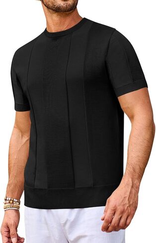 سترة Beotyshow للرجال بياقة دائرية وأكمام قصيرة كاجوال أساسية بلوفر محبوك سادة in Kuwait