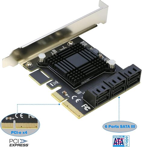 M.2 to SATA 3.0 Adapter [6-Port], RIITOP M.2 NVMe to 6 Ports SATA III Expansion Card Adapter 6Gbps with Chipset ASM1166 in Saudi Arabia