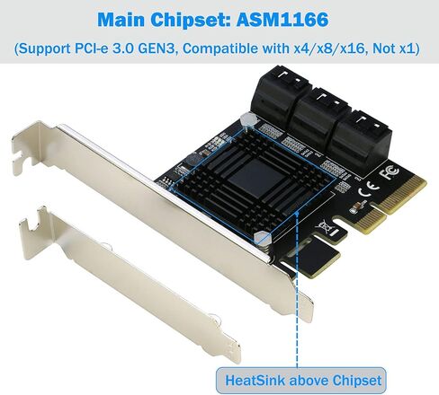 M.2 to SATA 3.0 Adapter [6-Port], RIITOP M.2 NVMe to 6 Ports SATA III Expansion Card Adapter 6Gbps with Chipset ASM1166 in Saudi Arabia
