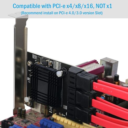 M.2 to SATA 3.0 Adapter [6-Port], RIITOP M.2 NVMe to 6 Ports SATA III Expansion Card Adapter 6Gbps with Chipset ASM1166 in Saudi Arabia