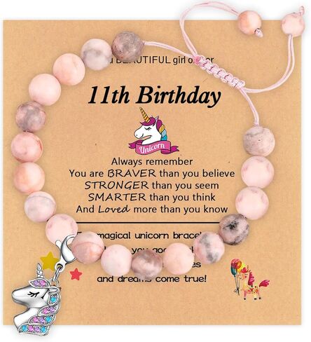 4th 5th 6th 7th 8th 9th 10th 11th 12th Birthday Gift for Her Natural Stone Unicorn Bracelet Birthday Bracelet for Girlfriend Daughter Sister Granddaughter Niece Mom Wife Grandma Aunt Friend in Kuwait