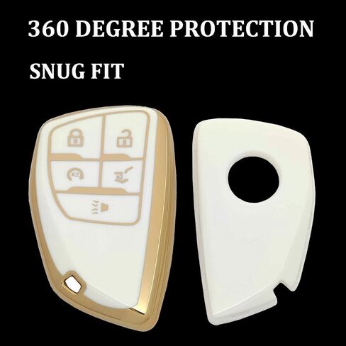 TPU Protective Key Fob Cover Case Compatible with GMC Yukon Buick Envision 2021 2022 Chevrolet Suburban Tahoe Keyless Entry Remote Key Fob (White) in Saudi Arabia