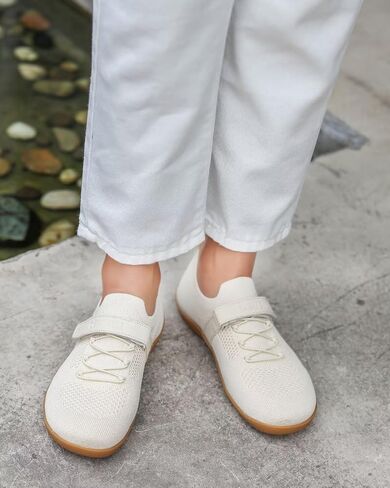 Women’s Wide Toe Walking Shoes Casual Tennis Gym Athletic Flats Slip-on Sneakers with Hook and Loop Strap in Saudi Arabia