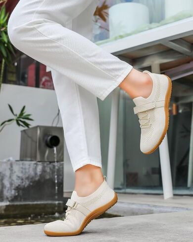 Women’s Wide Toe Walking Shoes Casual Tennis Gym Athletic Flats Slip-on Sneakers with Hook and Loop Strap in Saudi Arabia