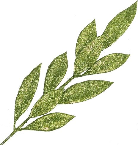 16Pcs Artificial Bay Leaves Glitter Bay Stems Christmas Tree Picks Sprays Ornaments for Xmas Tree Wreath Table Centerpiece Flower Arrangement Wedding, Party Home Decor, 35cm (Silver) in Saudi Arabia