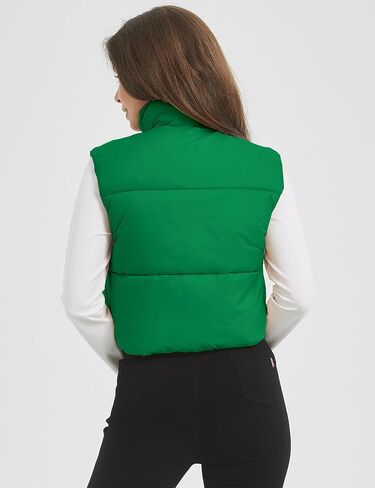 COZYPOIN Cropped Puffer Vest Womens Stand Collar Sleeveless Lightweight Padded Jacket Winter Warm Down Vests Jacket in Kuwait