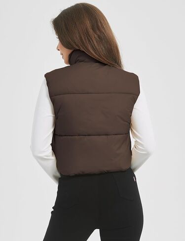 COZYPOIN Cropped Puffer Vest Womens Stand Collar Sleeveless Lightweight Padded Jacket Winter Warm Down Vests Jacket in Kuwait