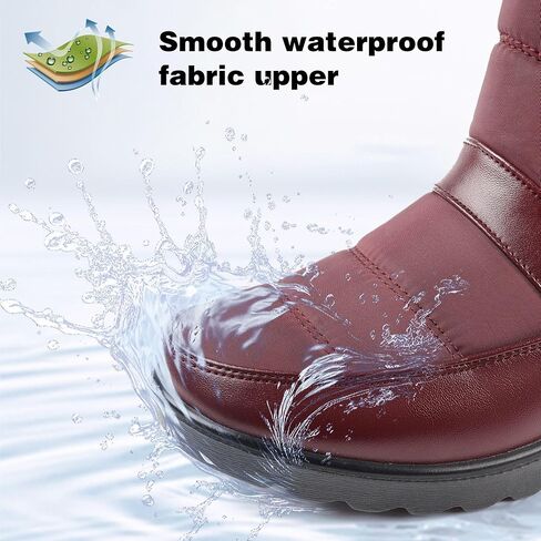 Womens Winter Snow Boots Waterproof Mid Calf Boots Outdoor Warm Fur Lined Anti Slip Zipper Comfortable Boot for Women in Saudi Arabia