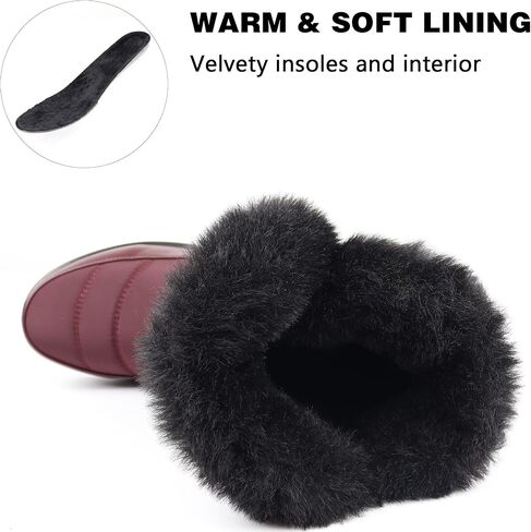 Womens Winter Snow Boots Waterproof Mid Calf Boots Outdoor Warm Fur Lined Anti Slip Zipper Comfortable Boot for Women in Saudi Arabia