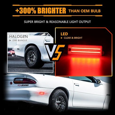 Rear Fender LED Side Marker Lights for 1993-2002 Chevy Camaro,Front Side Marker Lamps for 1998-2002 Pontiac Firebird, Red Lens Side Bumper Marker Lamps, Red LED Turn Signal Lights, 2 PCS in Saudi Arabia