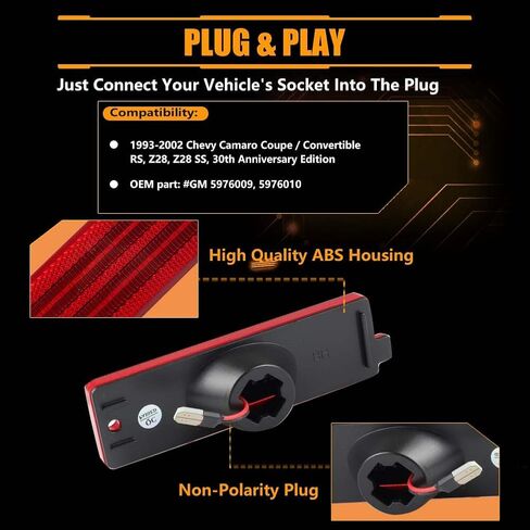 Rear Fender LED Side Marker Lights for 1993-2002 Chevy Camaro,Front Side Marker Lamps for 1998-2002 Pontiac Firebird, Red Lens Side Bumper Marker Lamps, Red LED Turn Signal Lights, 2 PCS in Saudi Arabia