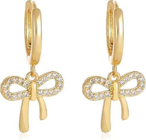 Bow Hoop Earrings for Women Gold/Silver Bow Statement Tassel Rhinestone Earrings Jewelry Gifts in Saudi Arabia