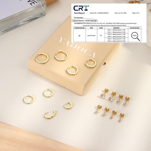 Hoop Stud Earrings Set for Multiple Piercing - Hypoallergenic Surgical Steel Earrings 14K Gold Plated Small Cartilage Huggie Hoop Earrings Flat Back Earrings for Women Men in Saudi Arabia