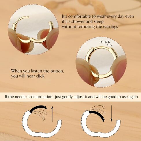 Hoop Stud Earrings Set for Multiple Piercing - Hypoallergenic Surgical Steel Earrings 14K Gold Plated Small Cartilage Huggie Hoop Earrings Flat Back Earrings for Women Men in Saudi Arabia