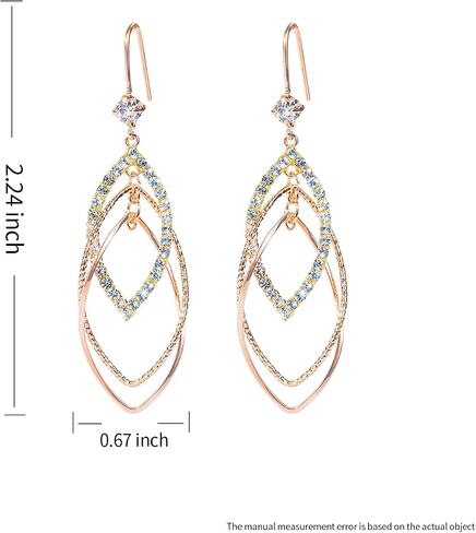 Sterling Silver Teardrop Dangle Earrings for Women,14k Gold Plated Double Linear Drop Hoop Diamonds Earrings (Silver) in Saudi Arabia
