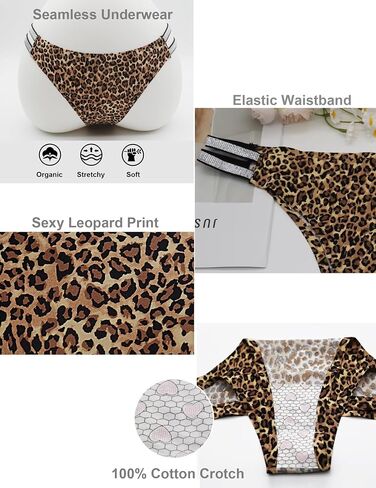 Womens Seamless Sexy Panties Leopard Underwear Shiny Elastic Waist Band Invisibles Briefs No Show Hipster Panty Pack in Saudi Arabia