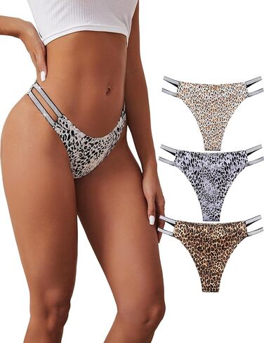 Womens Seamless Sexy Panties Leopard Underwear Shiny Elastic Waist Band Invisibles Briefs No Show Hipster Panty Pack in Saudi Arabia