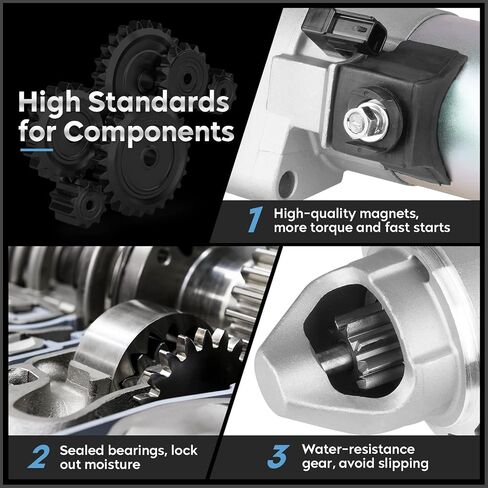 17960N New Starter for 2.4L 2.0L Honda Accord Civic CR-V Element 2007 2008 2009 2010 2011, Acura TSX 2.4 L4 09 10 11 12 13 14 Engine Replaces for 31200-R40-A01 31200-R41-L01 31200-RZA-A01 in Saudi Arabia