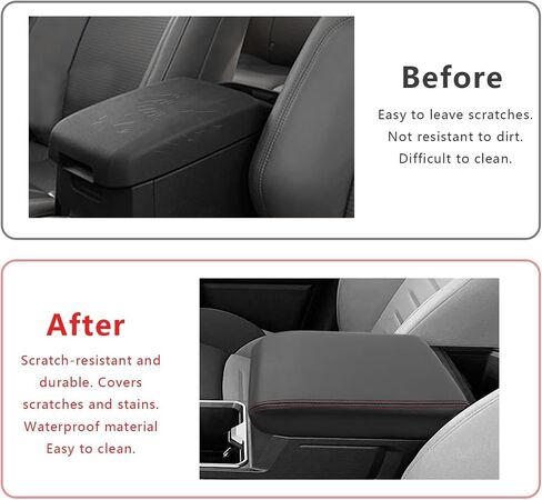Center Console Cover Suitable for 2016-2023 Toyota Tacoma Anti-Scratch Leather Central Armrest Box Protector Mat Interior Accessories (Red Leather) in Kuwait