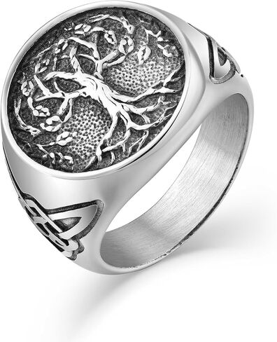 Men's Tree of Life Ring Stainless Steel Tree Band White Titanium Jewelry Size8-12 in Saudi Arabia